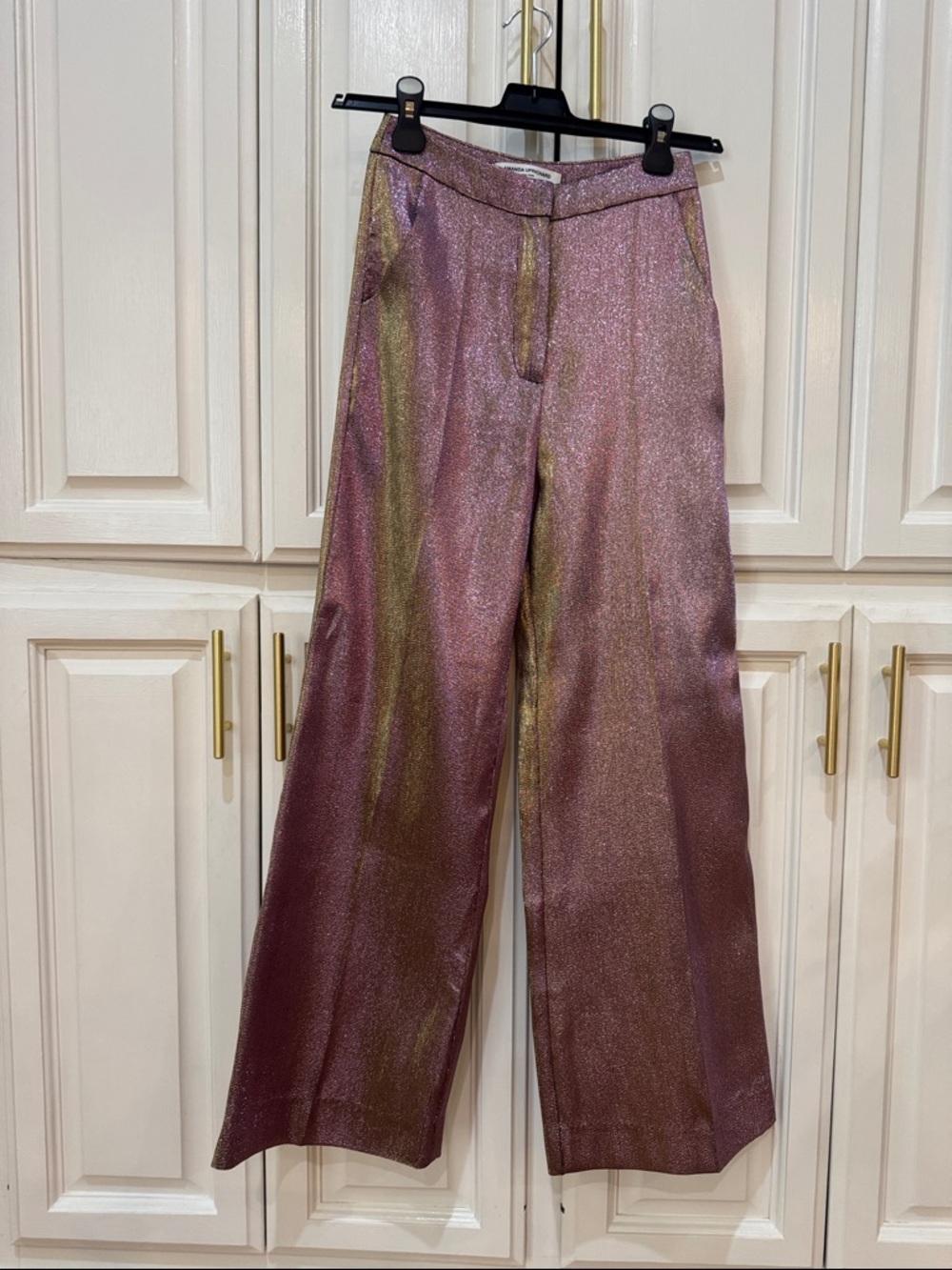 Amanda Uprichard Metallic Purple-Gold Wide Leg Pants XS